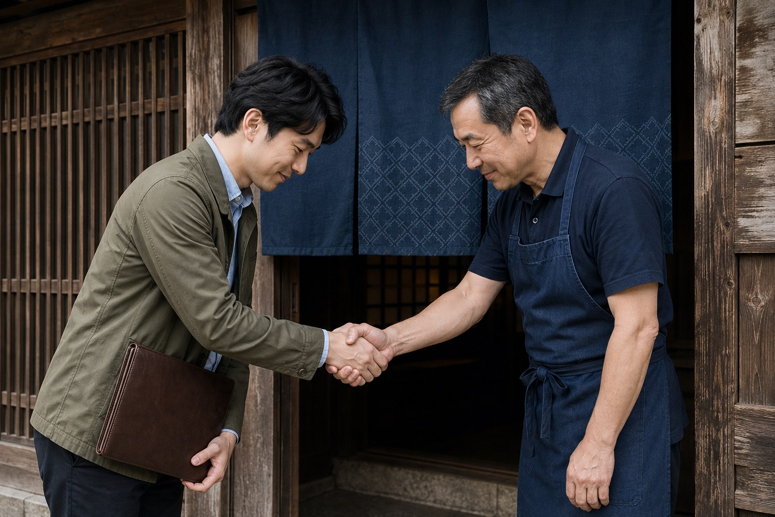 山形の地域企業との信頼を結ぶ握手 — 想いを形にするパートナーシップ